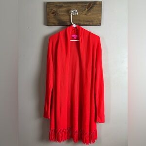 Lilly Pulitzer XL Women’s Tatum Fringe Cardigan “Picante Coral Orange”